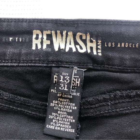 Rewash Brand Women’s Size 13(31) Black Mini Denim Jeans Skirt Ripped Button-Fly - Picture 8 of 16